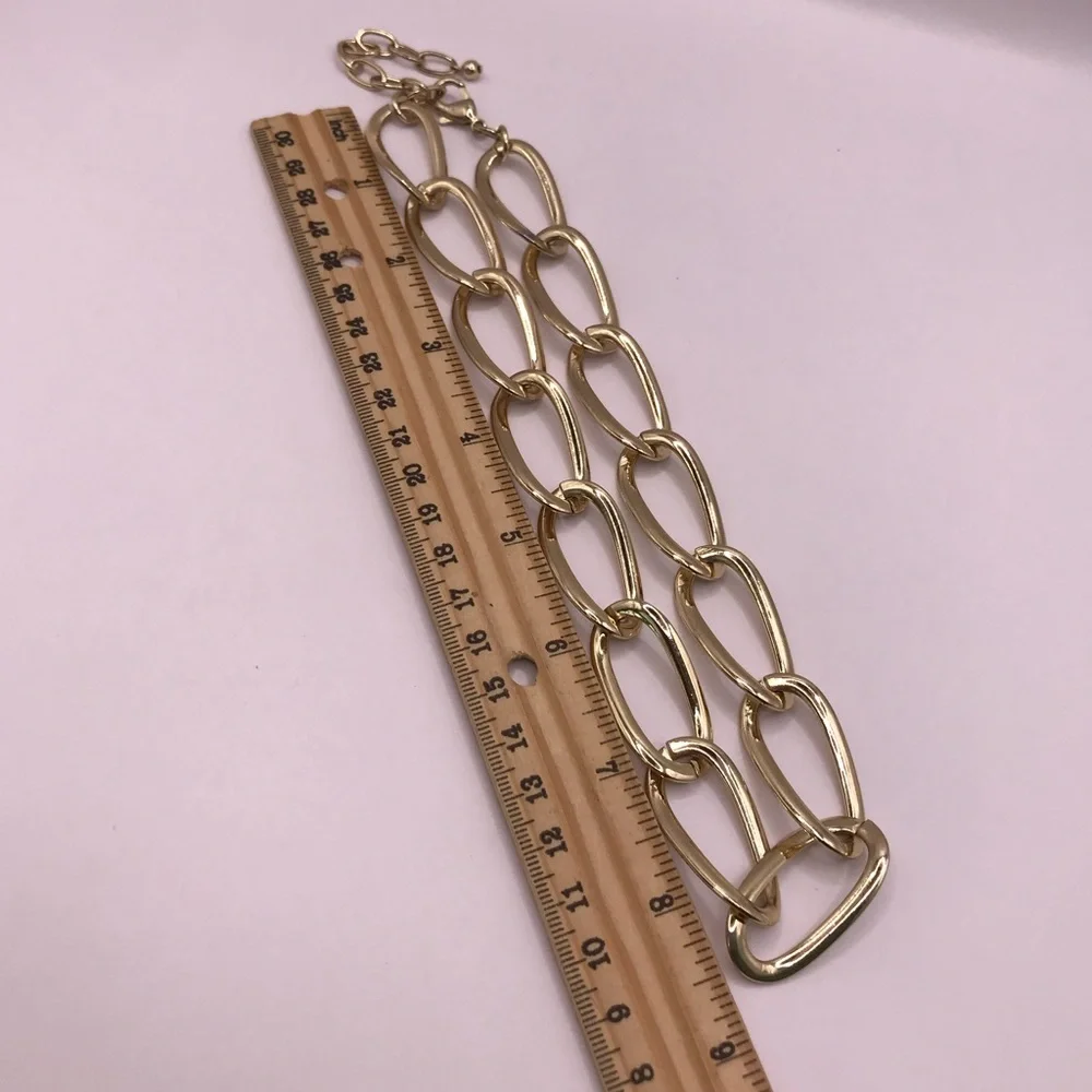 Gold-Tone Large Chain Links Necklace - Picture 6 of 8